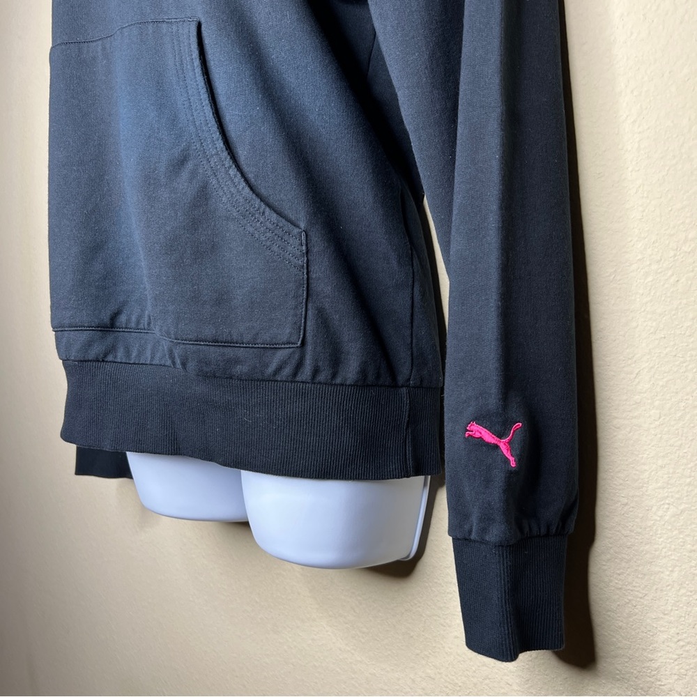 PUMA Black Hoodie Sweatshirt with Pink Accents - 817700 - Sz M - Picture 6 of 9